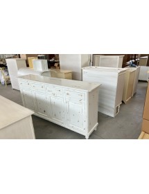Cristalliera 4 porte legno shabby bianco consumato 196X43X208