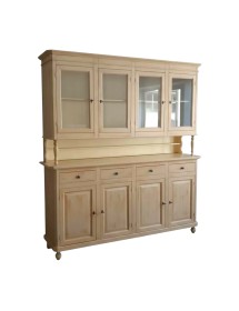CRISTALLIERA 4 PORTE LEGNO SHABBY AVORIO PATINATO 196X43X208H
