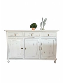 Madia credenza 3 porte legno shabby bianco consumato 158X47X98