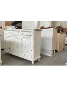 Madia credenza 3 porte legno shabby bianco consumato 158X47X98