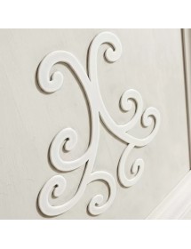 Vetrina classica 2 porte intarsio legno bianco anticato rilievi 162X54x217