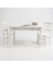 Set tavolo rettangolare shabby bianco anticato 120x80 130x85 140x80 160x85 allungabile con 4/6 sedie seduta legno