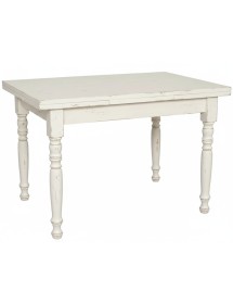 Set tavolo rettangolare shabby bianco anticato 120x80 130x85 140x80 160x85 allungabile con 4/6 sedie seduta legno