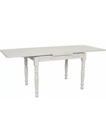 Set tavolo rettangolare shabby bianco anticato 120x80 130x85 140x80 160x85 allungabile con 4/6 sedie seduta legno