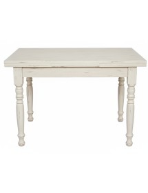Set tavolo rettangolare shabby bianco anticato 120x80 130x85 140x80 160x85 allungabile con 4/6 sedie seduta legno