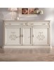 Credenza classica 3 porte 2 cassetti legno bianco anticato rilievo 196X50X110