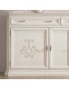 Credenza classica 3 porte 2 cassetti legno bianco anticato rilievo 196X50X110