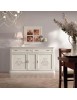 Credenza classica 3 porte 2 cassetti legno bianco anticato rilievo 196X50X110