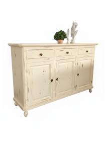 Madia credenza 3 porte legno shabby avorio consumato 158X47X98