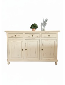 Madia credenza 3 porte legno shabby avorio consumato 158X47X98