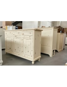 Madia credenza 3 porte legno shabby avorio consumato 158X47X98