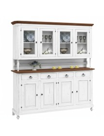 Cristalliera 4 porte legno shabby bianco consumato noce 196X43X208