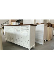 Cristalliera 4 porte legno shabby bianco consumato noce 196X43X208