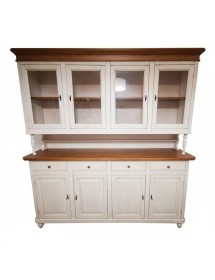 Cristalliera 4 porte legno shabby bianco anticato noce 196X43X208