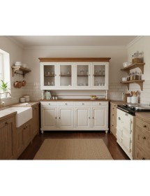 Cristalliera 4 porte legno shabby bianco anticato noce 196X43X208