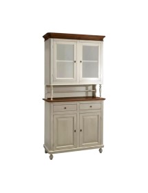 Cristalliera 2 ante legno shabby bianco anticato noce 104X43X205