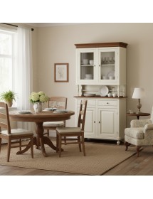 Cristalliera 2 ante legno shabby bianco anticato noce 104X43X205