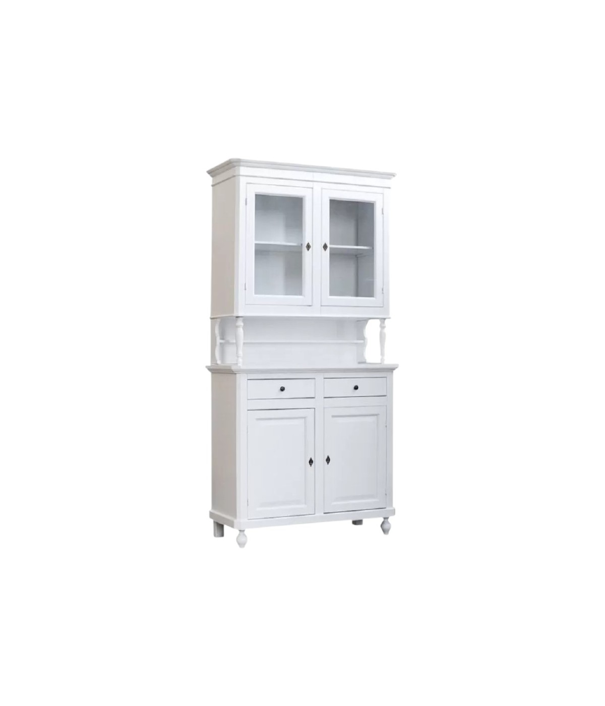 CRISTALLIERA ARTE POVERA 2 PORTE IN LEGNO SHABBY BIANCO 104X43X205 (1189)