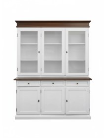 Cristalliera 3 porte shabby legno bianco bicolore noce 156X42X205