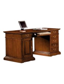 MOBILI 2G - SCRIVANIA PORTA PC ARTE POVERA IN LEGNO TINTA NOCE 160X80X87 vista frontale