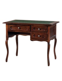 MOBILI 2G - SCRIVANIA 3 CASSETTI IN LEGNO TINTA NOCE PIANO PELLE ARTE POVERA 100X60X79