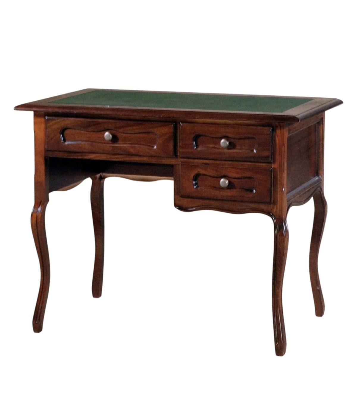 MOBILI 2G - SCRIVANIA 3 CASSETTI IN LEGNO TINTA NOCE PIANO PELLE ARTE POVERA 100X60X79