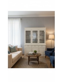 CRISTALLIERA LEGNO ARTE POVERA BIANCO ANTICATO 156X42X205