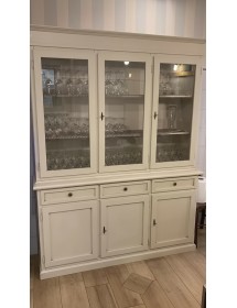 CRISTALLIERA LEGNO ARTE POVERA BIANCO ANTICATO 156X42X205