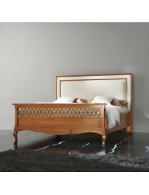 MOBILI 2G - Letto matrimoniale Classico imbottito ecopelle Legno bassano 182x215x130 vista frontale