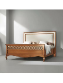 MOBILI 2G - Letto matrimoniale Classico imbottito ecopelle Legno bassano 182x215x130 vista frontale