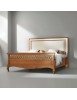 MOBILI 2G - Letto matrimoniale Classico imbottito ecopelle Legno bassano 182x215x130 vista frontale