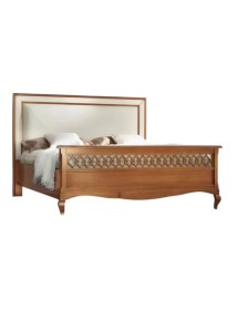 MOBILI 2G - Letto matrimoniale Classico imbottito ecopelle Legno bassano 182x215x130 vista frontale