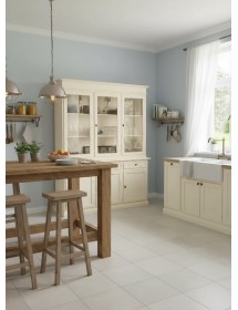 Cristalliera 3 porte legno shabby avorio consumato 156X42X205