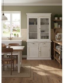 Cristalliera 2 porte 2 cassetti arte povera legno bianco consumato 105x42x206