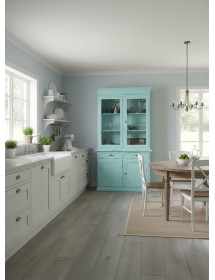 Cristalliera 2 porte 2 cassetti arte povera legno azzurro consumato 105x42x206