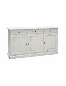 Madia credenza 3 porte legno shabby bianco consumato 156x42x85