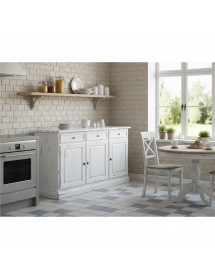 Madia credenza 3 porte legno shabby bianco consumato 156x42x85