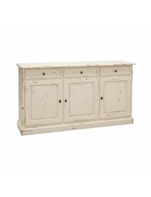 Madia credenza 3 porte legno shabby avorio consumato 156x42x85
