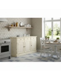 Madia credenza 3 porte legno shabby avorio consumato 156x42x85