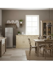 Madia credenza 3 porte legno shabby avorio consumato 156x42x85