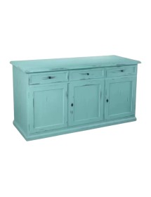 Madia credenza 3 porte legno shabby azzurro consumato 156x42x85