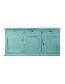 Madia credenza 3 porte legno shabby azzurro consumato 156x42x85