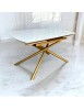 Tavolo moderno allungabile piano ceramica effetto marmo gambe oro 130x90x78