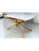 Tavolo moderno allungabile piano ceramica effetto marmo gambe oro 130x90x78