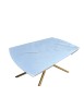 Tavolo moderno allungabile piano ceramica effetto marmo gambe oro 130x90x78