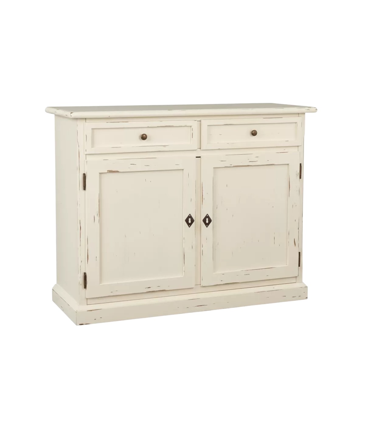 Madia credenza 2 porte legno shabby avorio consumato 105x42x85