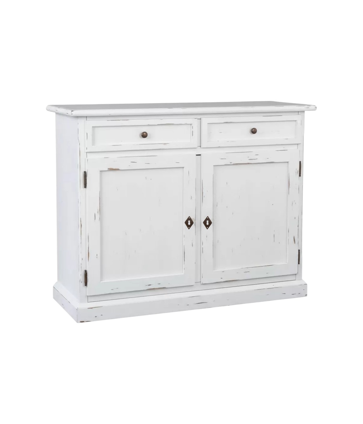 Madia credenza 2 porte legno shabby bianco consumato 105x42x85