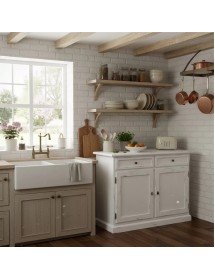 Madia credenza 2 porte legno shabby bianco consumato 105x42x85