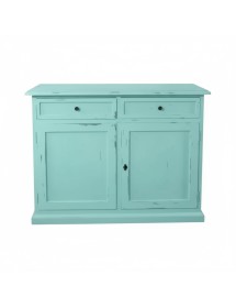 Madia credenza 2 porte legno shabby azzurro consumato 105x42x85