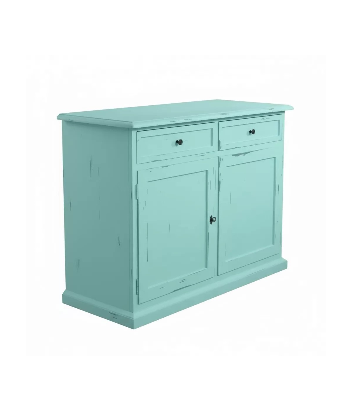 Madia credenza 2 porte legno shabby azzurro consumato 105x42x85